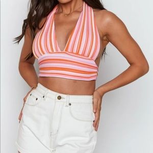 NWT Halter Stripped Crop Top